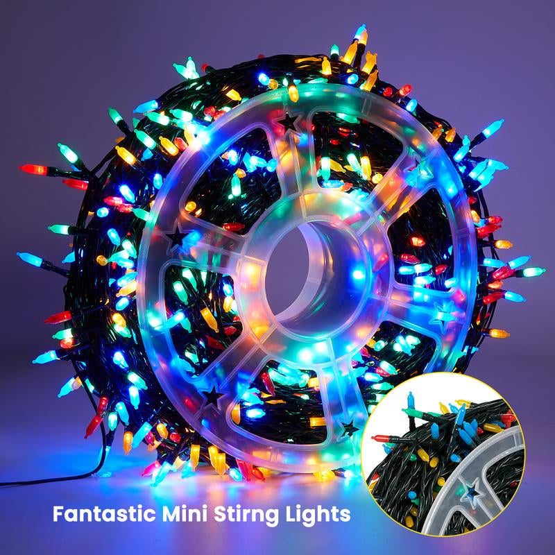 Brightown 410FT 1200 LED Car String Lights Multicolor Green Wire Cigarette Plug Cool Lighting Source Not Prone to Hot for Vehicle Decoration,Halloween Christmas Car